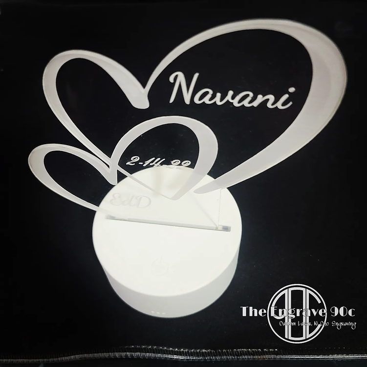 Acrylic heart with LED light and stand valentines gift