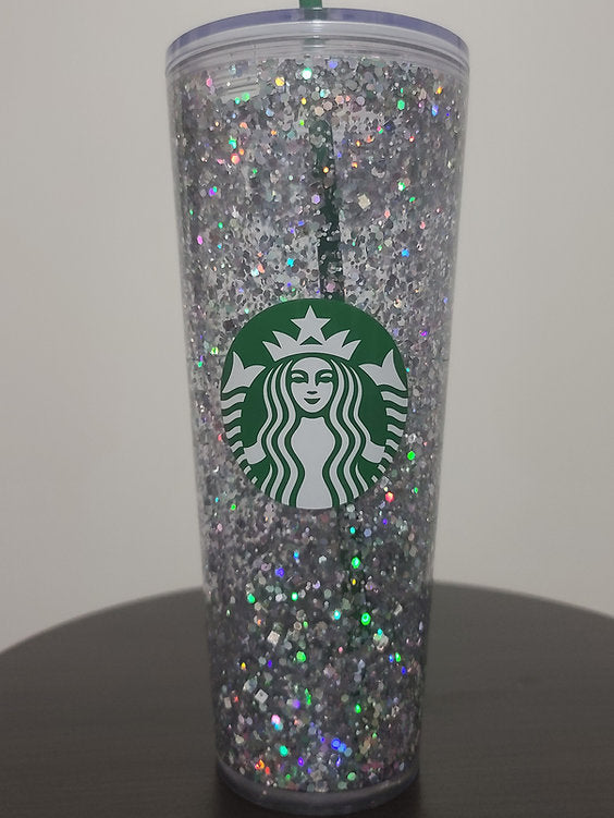 24oz or 16oz Venti Custom Glitter Starbucks Snowglobe Tumbler