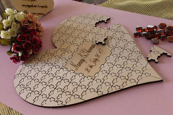 Puzzle Guest Book, Wooden Guest Book, Wedding Puzzle, Heart Guest Book